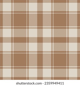 Plaid texture vector of textile fabric check with a pattern seamless tartan background in orange and light colors.