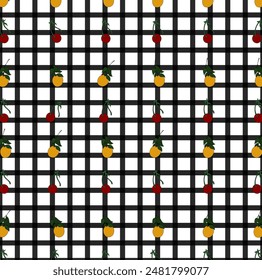 plaid traditional textile with floral pattern vector 