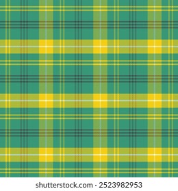 Repleto com sarja tecer repetição padrão em verde amarelo preto.Gingham padrão sem costura com stripes.Checkered tartan Geometric vetor ilustração fundo.