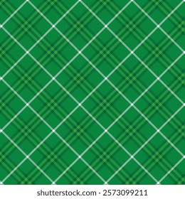Plaid with twill weave repeat pattern in green.Gingham seamless pattern with stripes.Checkered tartan Geometric graphic vector illustration background for fabric and prints.