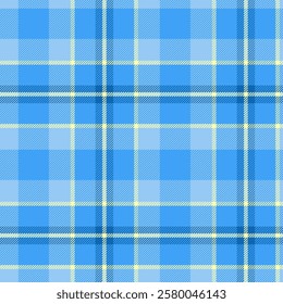 Plaid with twill weave repeat pattern in blue and beige.Gingham seamless pattern with stripes.Checkered tartan Geometric graphic vector illustration background for fabric and prints.