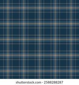 Plaid with twill weave repeat pattern in dark blue.Gingham seamless pattern with stripes.Checkered tartan Geometric graphic vector illustration background.
