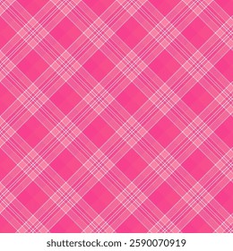 Plaid with twill weave repeat pattern in pink and white.Colorful gingham checkered tartan seamless pattern.Geometric graphic vector illustration background design for fabric and print.