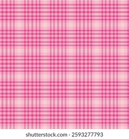 Plaid with twill weave repeat pattern in pink.Colorful gingham checkered tartan seamless pattern.Geometric graphic vector illustration background design for fabric and print.