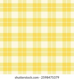 Plaid with twill weave repeat pattern in yellow and white.Gingham checkered tartan seamless pattern.Geometric graphic vector illustration background design for fabric and print.