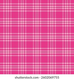 Plaid with twill weave repeat pattern in pink.Colorful gingham checkered tartan seamless pattern.Geometric graphic vector illustration background design for fabric and print.