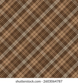 Plaid with twill weave repeat pattern in brown.Gingham checkered tartan seamless pattern.Geometric graphic vector illustration background design for fabric and print.