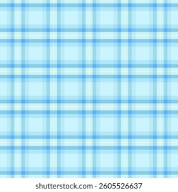 Plaid with twill weave repeat pattern in pastel light blue.Gingham checkered tartan seamless pattern.Geometric graphic vector illustration background design for fabric and print.