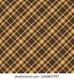 Plaid with twill weave repeat pattern in brown.Autumn tartan check seamless pattern.Vector illustration geometric background for fabric and prints.