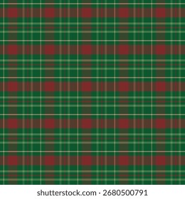 Plaid with twill weave repeat pattern in green and red.Checkered tartan gingham seamless pattern for Christmas, winter.Geometric graphic vector illustration background design for fabric and prints.