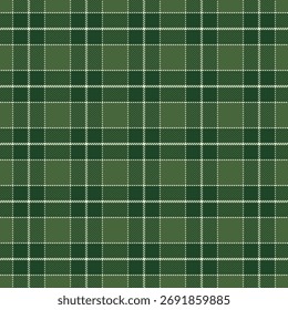 Plaid with twill weave repeat pattern in green.Checkered tartan gingham seamless pattern for Christmas.Geometric graphic vector illustration background design for fabric and prints.