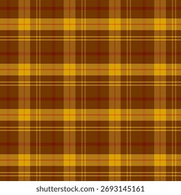 Plaid with twill weave repeat pattern in brown.Checkered tartan seamless pattern for fall, autumn.Geometric graphic vector illustration background design for fabric and prints.
