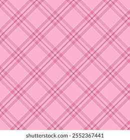 Plaid with twill weave repeat pattern.Checkered tartan  gingham seamless pattern in pink.Geometric graphic vector illustration background design for fabric and prints.