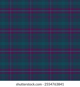 Plaid with twill weave repeat pattern.Checkered tartan  gingham seamless pattern in green and purple.Geometric graphic vector illustration background design for fabric and prints.