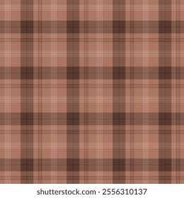 Plaid with twill weave repeat pattern.Checkered tartan  gingham seamless pattern in brown.Geometric graphic vector illustration background design for fabric and prints.