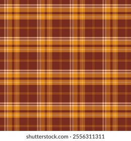Plaid with twill weave repeat pattern.Checkered tartan  gingham seamless pattern in brown.Geometric graphic vector illustration background design for fabric and prints.