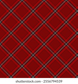 Plaid with twill weave repeat pattern.Checkered tartan  gingham seamless pattern in red.Geometric graphic vector illustration background design for fabric and prints.