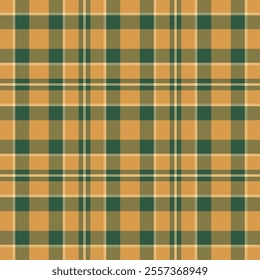 Plaid with twill weave repeat pattern.Checkered tartan  gingham seamless pattern in yellow and green.Geometric graphic vector illustration background design for fabric and prints.