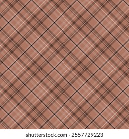 Plaid with twill weave repeat pattern.Checkered tartan  gingham seamless pattern in brown.Geometric graphic vector illustration background design for fabric and prints.
