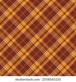 Plaid with twill weave repeat pattern.Checkered tartan  gingham seamless pattern in brown.Geometric graphic vector illustration background design for fabric and prints.