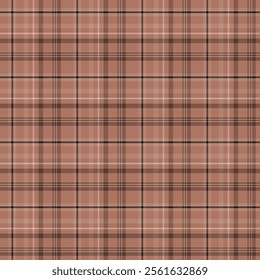 Plaid with twill weave repeat pattern.Checkered tartan  gingham seamless pattern in brown.Geometric graphic vector illustration background design for fabric and prints.