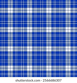 Plaid with twill weave repeat pattern.Checkered tartan gingham seamless pattern in blue and white.Geometric graphic vector illustration background design for fabric and prints.