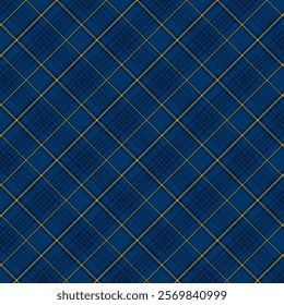 Plaid with twill weave repeat pattern.Checkered tartan gingham seamless pattern in blue.Geometric graphic vector illustration background design for fabric and prints.