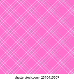 Plaid with twill weave repeat pattern.Checkered tartan  gingham seamless pattern in pink.Geometric graphic vector illustration background design for fabric and prints.