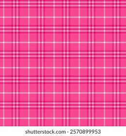 Plaid with twill weave repeat pattern.Checkered tartan  gingham seamless pattern in pink.Geometric graphic vector illustration background design for fabric and prints.