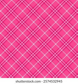 Plaid with twill weave repeat pattern.Checkered tartan  gingham seamless pattern in pink.Geometric graphic vector illustration background design for fabric and prints.
