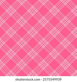 Plaid with twill weave repeat pattern.Checkered tartan  gingham seamless pattern in pink.Geometric graphic vector illustration background design for fabric and prints.