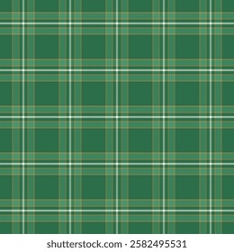Plaid with twill weave repeat pattern.Checkered tartan gingham seamless pattern in green.Geometric graphic vector illustration background design for fabric and prints.
