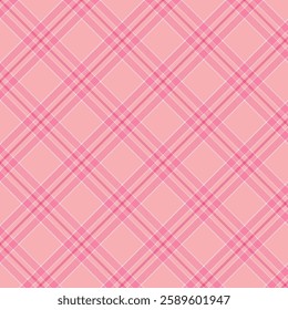 Plaid with twill weave repeat pattern.Checkered tartan gingham seamless pattern in pink.Geometric graphic vector illustration background design for fabric and prints.