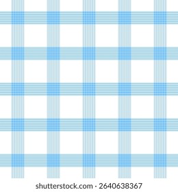 Plaid with twill weave repeat pattern.Checkered tartan gingham seamless pattern in blue and white.Geometric graphic vector illustration background design for fabric and prints.