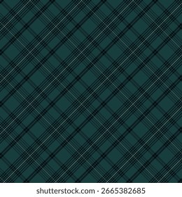 Plaid with twill weave repeat pattern.Checkered tartan gingham seamless pattern in green.Geometric graphic vector illustration background design for fabric and prints.