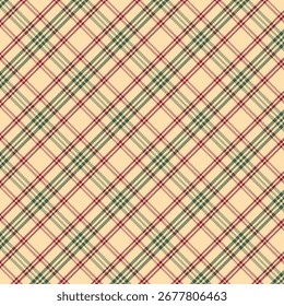 Plaid with twill weave repeat pattern.Checkered tartan seamless pattern for autumn, Christmas.Geometric graphic vector illustration background design for fabric and prints.