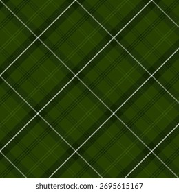 Plaid with twill weave repeat pattern.Checkered tartan gingham seamless pattern in green.Graphic vector illustration background design for fabric and prints.