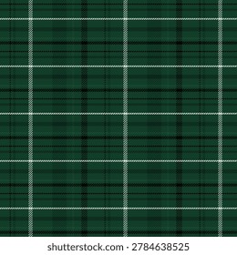 Plaid with twill weave repeat pattern.Checkered tartan seamless pattern in dark green.Geometric graphic vector illustration background design for fabric and prints.