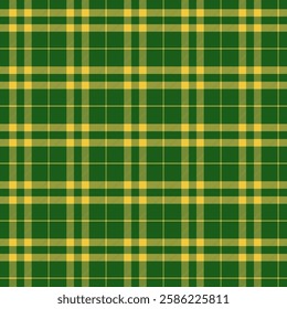 Plaid with twill weave repeat pattern.Colorful gingham seamless pattern in green and yellow.Checkered tartan Geometric graphic vector illustration background design for fabric and prints.