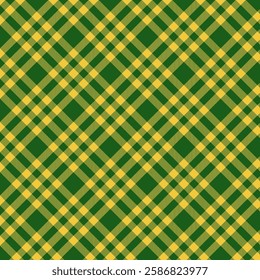 Plaid with twill weave repeat pattern.Colorful gingham seamless pattern in green and yellow.Checkered tartan Geometric graphic vector illustration background design for fabric and prints.