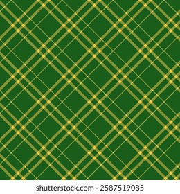 Plaid with twill weave repeat pattern.Colorful gingham seamless pattern in green and yellow.Checkered tartan Geometric graphic vector illustration background design for fabric and prints.