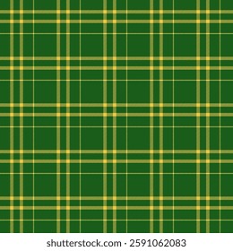 Plaid with twill weave repeat pattern.Colorful gingham seamless pattern in green and yellow.Checkered tartan Geometric graphic vector illustration background design for fabric and prints.