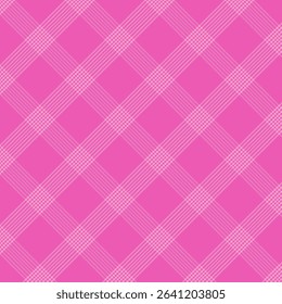 Plaid with twill weave repeat pattern.Colorful check tartan gingham seamless pattern in pink.Geometric graphic vector illustration background design for fabric and prints. 