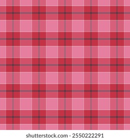 Plaid with twill weave repeat pattern.Gingham seamless pattern in red.Checkered tartan Geometric graphic vector illustration background design for fabric and print.
