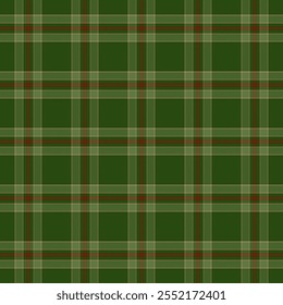 Plaid with twill weave repeat pattern.Gingham seamless pattern in green.Checkered tartan Geometric graphic vector illustration background design for fabric and print.