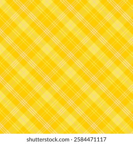 Plaid with twill weave repeat pattern.Gingham seamless pattern in yellow.Checkered tartan Geometric graphic vector illustration background design for fabric and print.