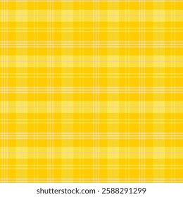 Plaid with twill weave repeat pattern.Gingham seamless pattern in yellow.Checkered tartan Geometric graphic vector illustration background design for fabric and print.