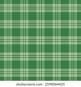 Plaid with twill weave repeat pattern.Gingham seamless pattern in green.Checkered tartan Geometric graphic vector illustration background design for fabric and prints.