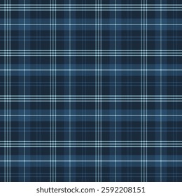 Plaid with twill weave repeat pattern.Gingham seamless pattern in blue.Checkered tartan Geometric graphic vector illustration background design for fabric and print.