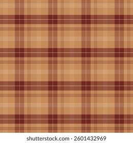 Plaid with twill weave repeat pattern.Gingham checkered tartan seamless pattern in brown.Geometric graphic vector illustration background design for fabric and print.